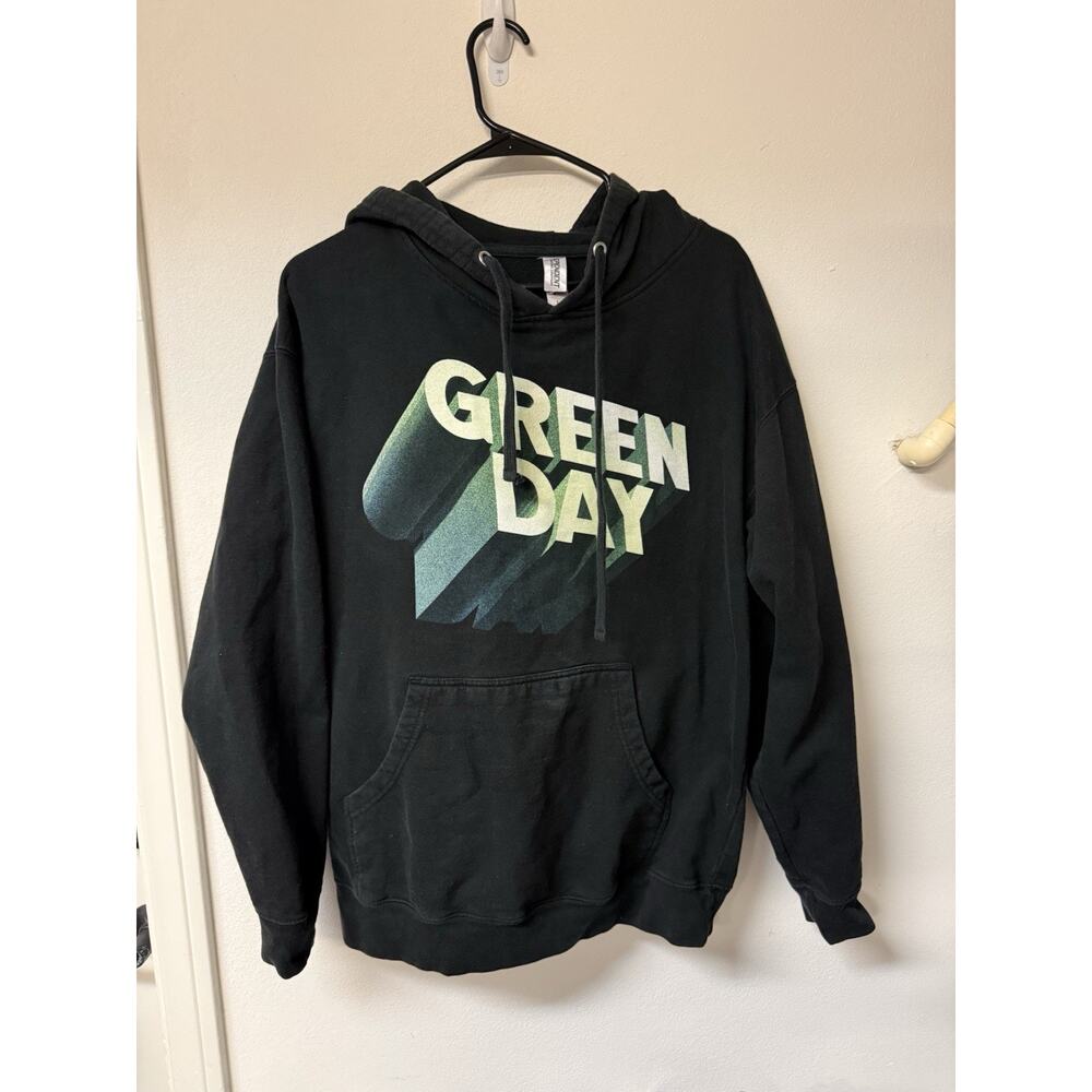 Green Day Band Hoodie Mens Large Hella Mega Tour 2021 Sweatshirt Black Adult